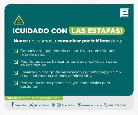 Multimedios Maldoni - EPEC ALERTA SOBRE INTENTOS DE ESTAFAS